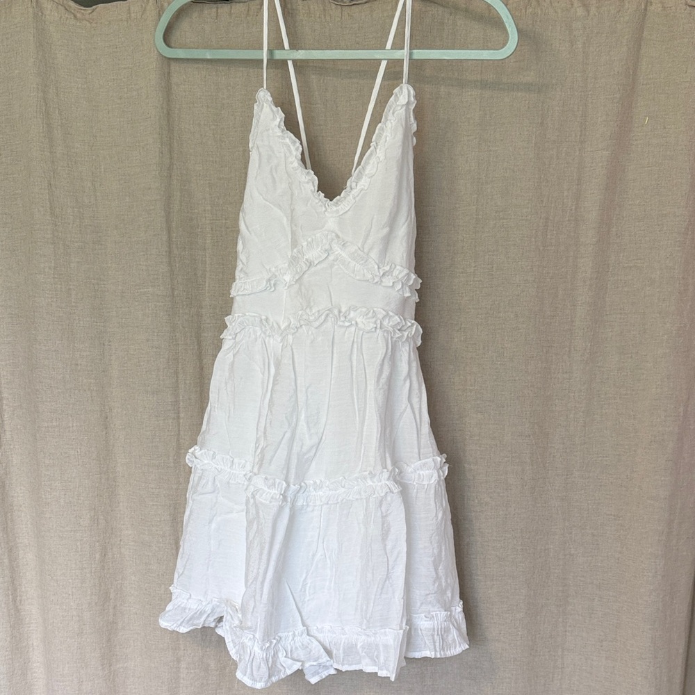 miami White Ruffled Mini Dress